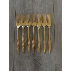 7 Pcs International‎ Silver American Flair Gold Dinner  Fork